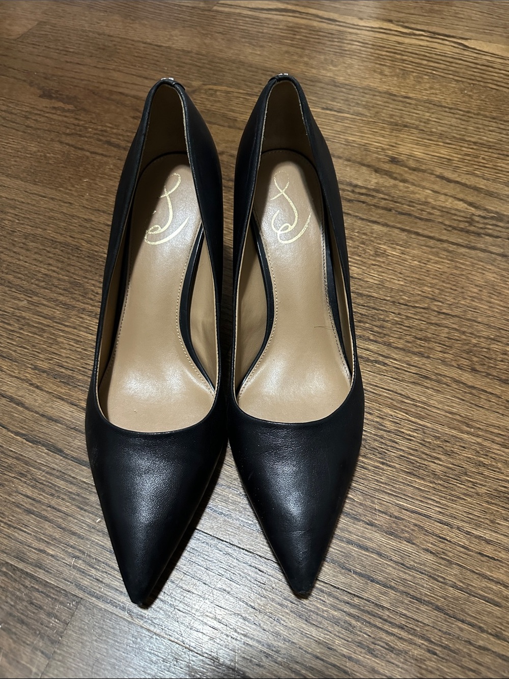 Sam Edelman Black Pointed-Toe Leather Pumps